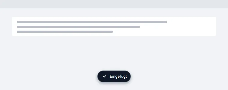 Diktatleiste mit Bestätigung Eingefügt